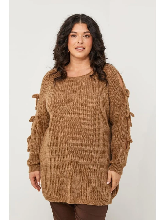 Zdjęcie produktu Curvy Lady Sweter w kolorze jasnobrązowym rozmiar: 48/50