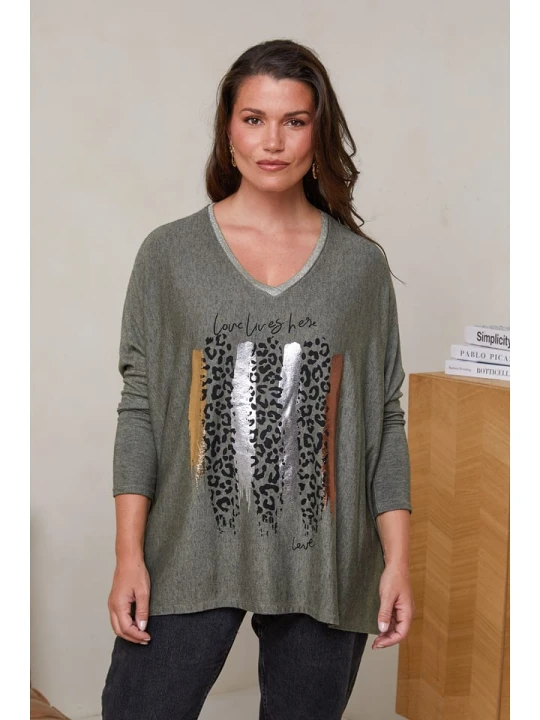 Zdjęcie produktu Curvy Lady Sweter w kolorze khaki rozmiar: 44/46