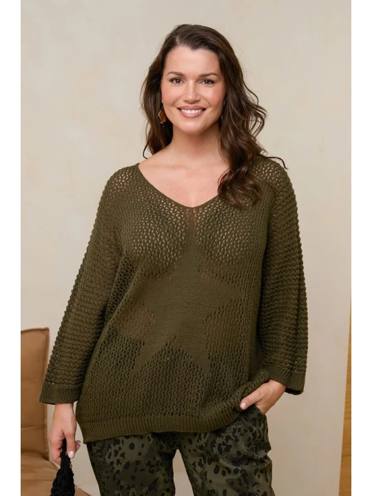 Zdjęcie produktu Curvy Lady Sweter w kolorze khaki rozmiar: 48/50