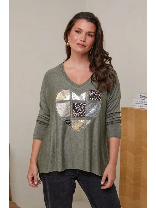 Zdjęcie produktu Curvy Lady Sweter w kolorze khaki rozmiar: 44/46