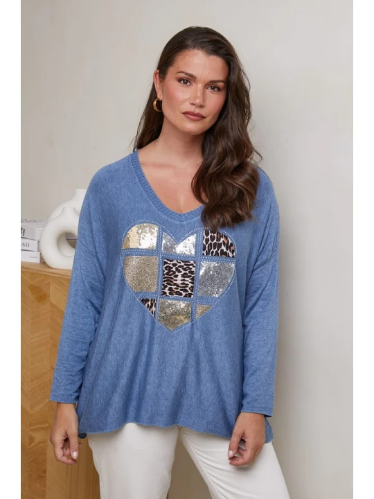 Zdjęcie produktu Curvy Lady Sweter w kolorze niebieskim rozmiar: 40/42