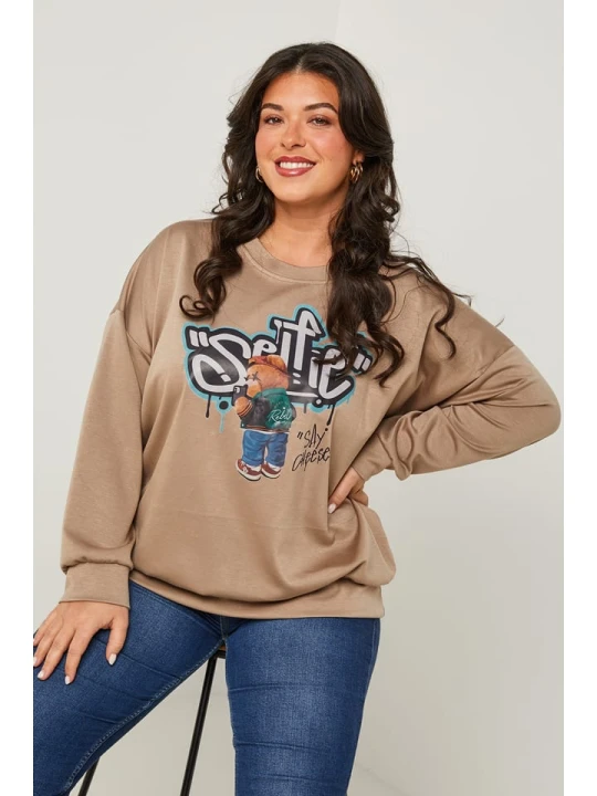 Zdjęcie produktu Curvy Lady Sweter w kolorze szarobrązowym rozmiar: 40 / 42