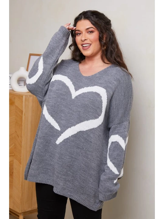 Zdjęcie produktu Curvy Lady Sweter w kolorze szarym rozmiar: 44/46
