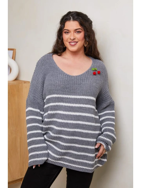 Zdjęcie produktu Curvy Lady Sweter w kolorze szarym rozmiar: 44/46