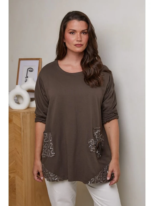 Zdjęcie produktu Curvy Lady Tunika w kolorze brązowym rozmiar: 48/50