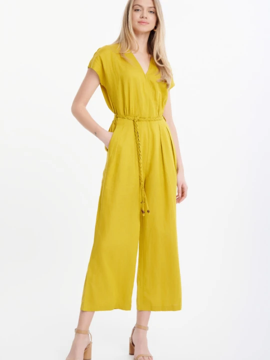 Zdjęcie produktu Cytrynowy kombinezon z dekoltem v-neck Greenpoint żółty