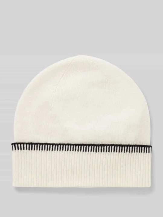 Zdjęcie produktu Czapka beanie wełniana z prążkowanym brzegiem Christian Berg Złamany biały