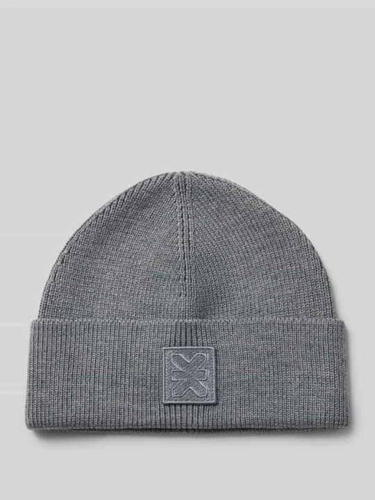 Zdjęcie produktu Czapka beanie z czystej wełny Karo Kauer Ciemnoszary melanż