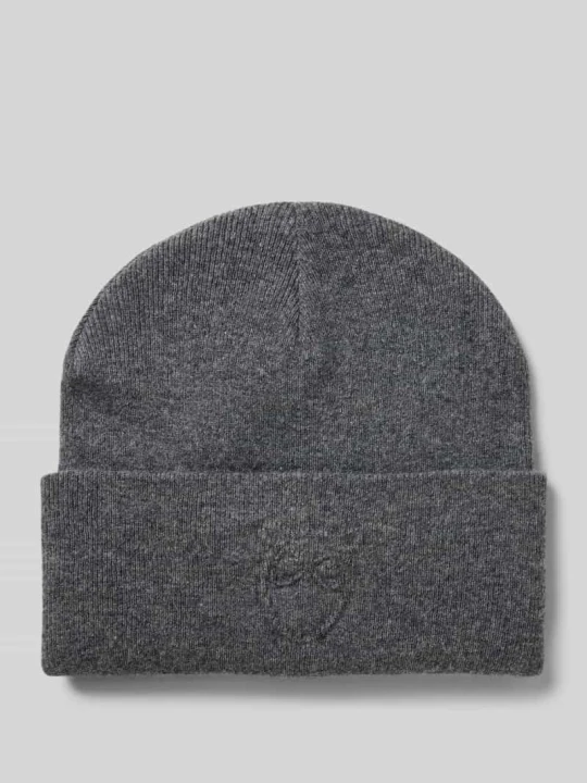 Zdjęcie produktu Czapka beanie z detalem z logo KnowledgeCotton Apparel Antracytowy melanż
