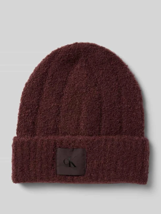 Zdjęcie produktu Czapka beanie w imitacji bouclé z dodatkiem wełny Calvin Klein Bordowy