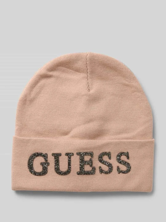 Zdjęcie produktu Czapka beanie z mieszanki wiskozy Guess Różowy