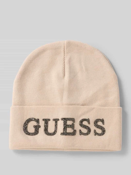 Zdjęcie produktu Czapka beanie z mieszanki wiskozy Guess Jasnoróżowy