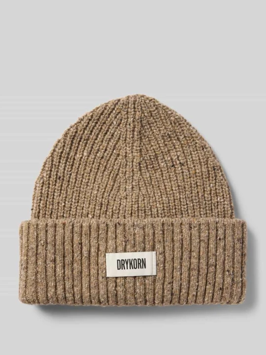 Zdjęcie produktu Czapka beanie z mieszanki wiskozy z naszywką z logo Drykorn Beżowy