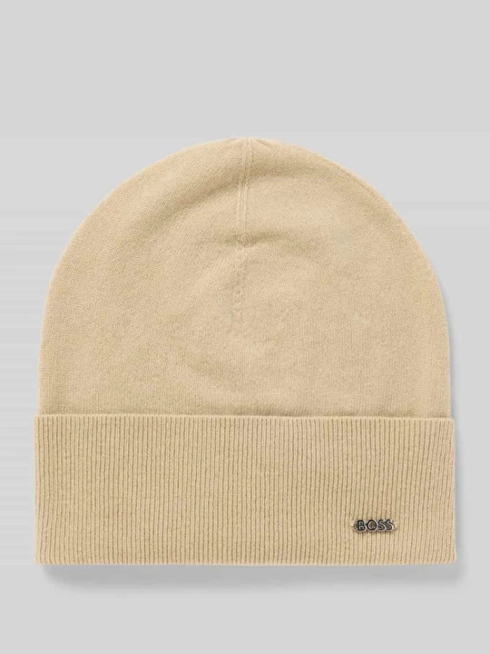 Zdjęcie produktu Czapka beanie z mieszanki żywej wełny i kaszmiru model ‘LARI’ Boss Beżowy