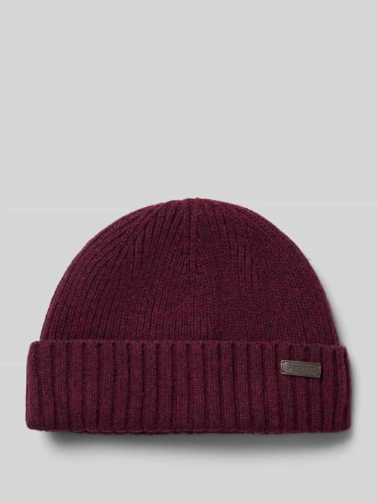 Zdjęcie produktu Czapka beanie z naszywką z logo Barbour Bordowy