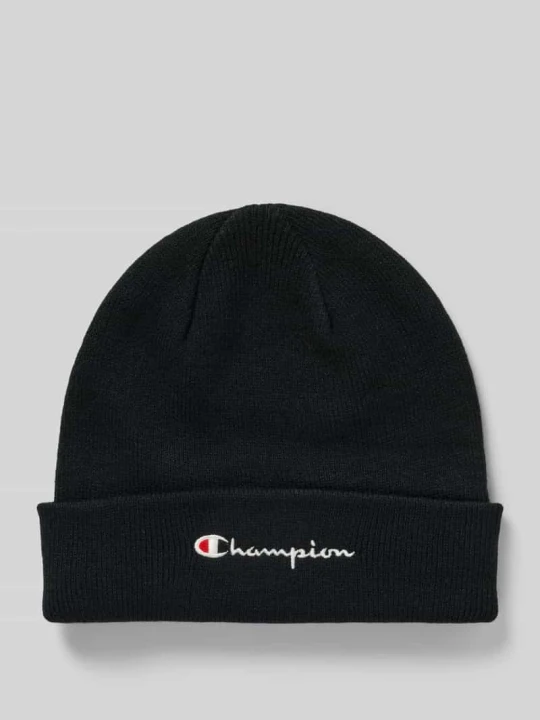 Zdjęcie produktu Czapka beanie z szerokim brzegiem i wyhaftowanym logo Champion Czarny