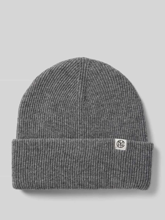 Zdjęcie produktu Czapka beanie z wełny z naszywką z logo MSCH Copenhagen Ciemnoszary melanż