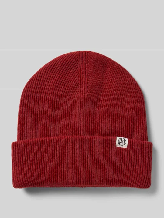 Zdjęcie produktu Czapka beanie z wełny z naszywką z logo MSCH Copenhagen Bordowy