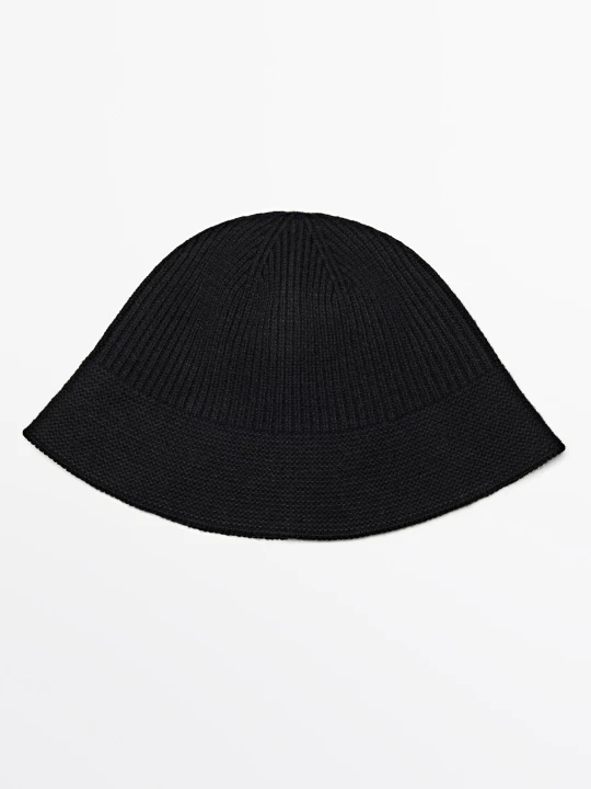 Zdjęcie produktu Czapka Bucket Z Mieszanki Wełny - Czarny - Massimo Dutti - Female