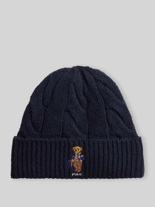 Zdjęcie produktu Czapka dzianinowa z mieszanki wełny model 'F26 BR BEANI' Polo Ralph Lauren Granatowy