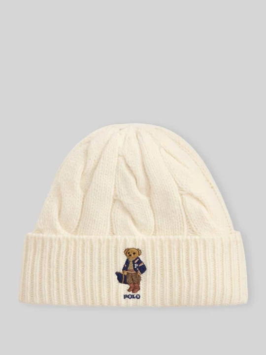 Zdjęcie produktu Czapka dzianinowa z mieszanki wełny model 'F26 BR BEANI' Polo Ralph Lauren Złamany biały