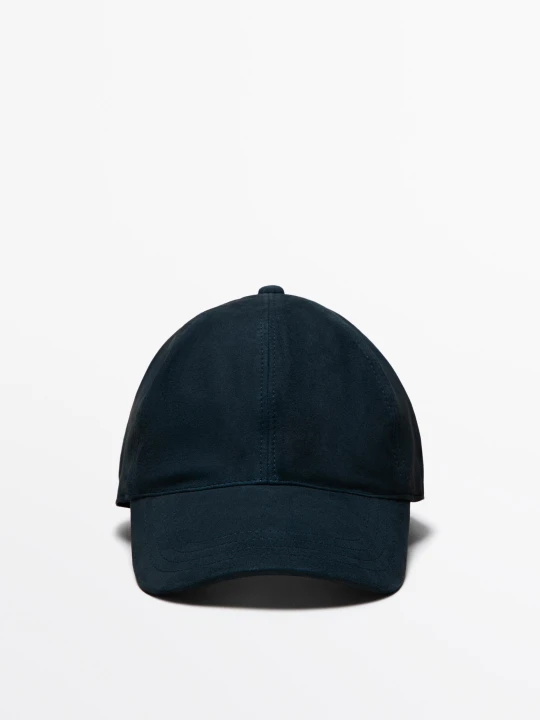 Zdjęcie produktu Czapka Ze Skóry, Zamsz - Granatowy - Massimo Dutti - Male