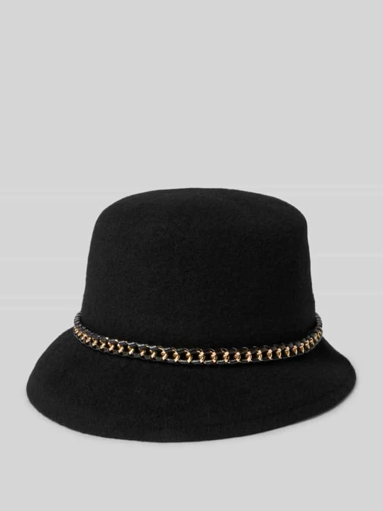 Zdjęcie produktu Czapka typu bucket hat z mieszanki wełny z łańcuszkiem model ‘Glocke’ Loevenich Czarny