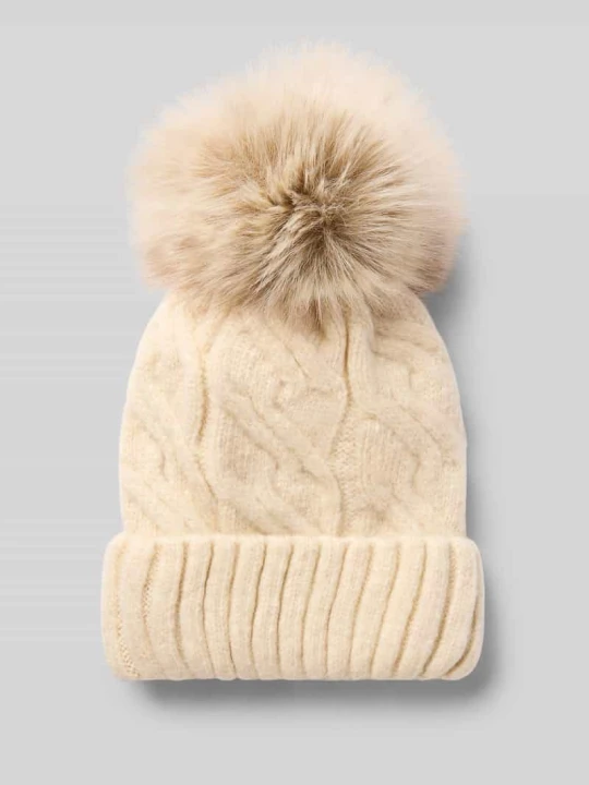 Zdjęcie produktu Czapka w imitacji dzianiny ze ściegiem warkoczowym Kurt Beines Złamany biały