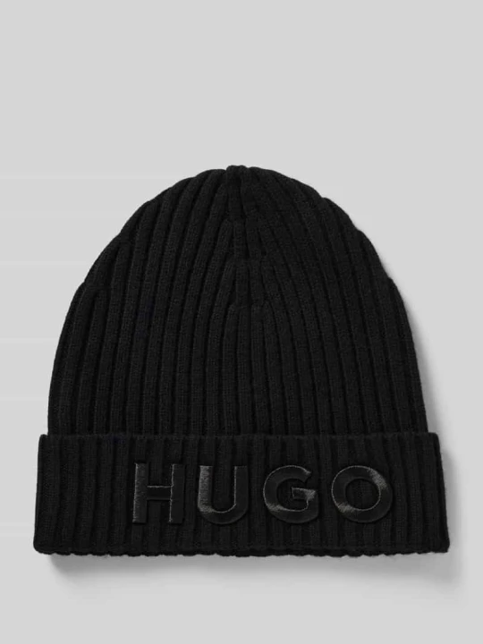 Zdjęcie produktu Czapka z czystej wełny model ‘UNISEX’ Hugo Czarny