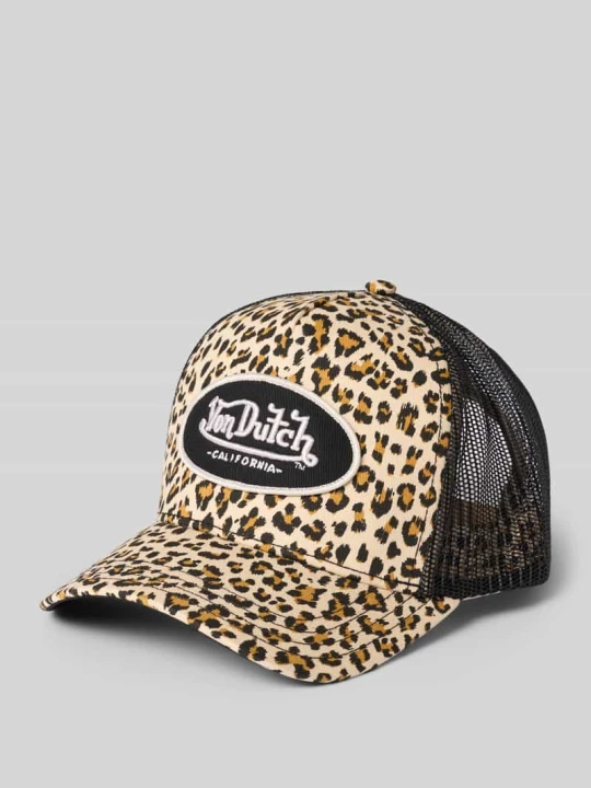 Zdjęcie produktu Czapka z daszkiem typu trucker z naszywką z logo model 'Leo' Von Dutch Camel