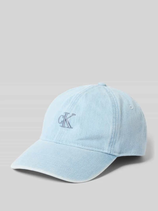 Zdjęcie produktu Czapka z daszkiem z czystej bawełny Calvin Klein Jeansowy niebieski