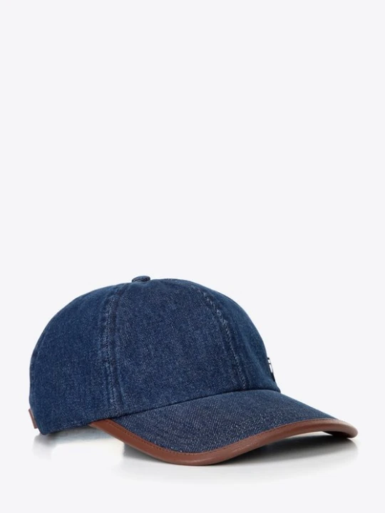 Zdjęcie produktu Czapka z daszkiem z domieszką bawełny unisex granatowo - brązowa Wittchen