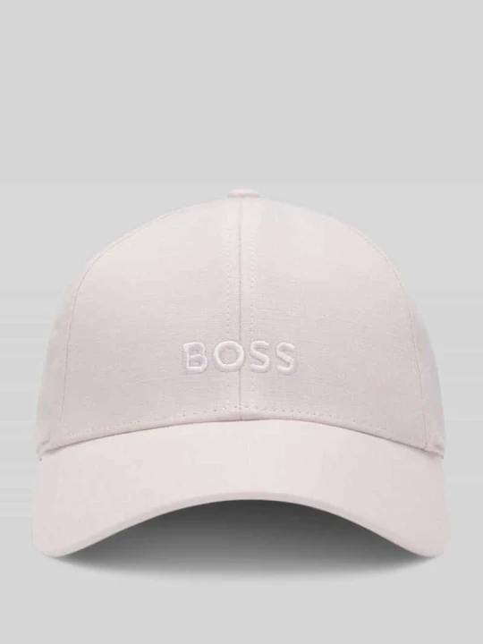 Zdjęcie produktu Czapka z daszkiem z lnu z wyhaftowanym logo Boss Różowawy