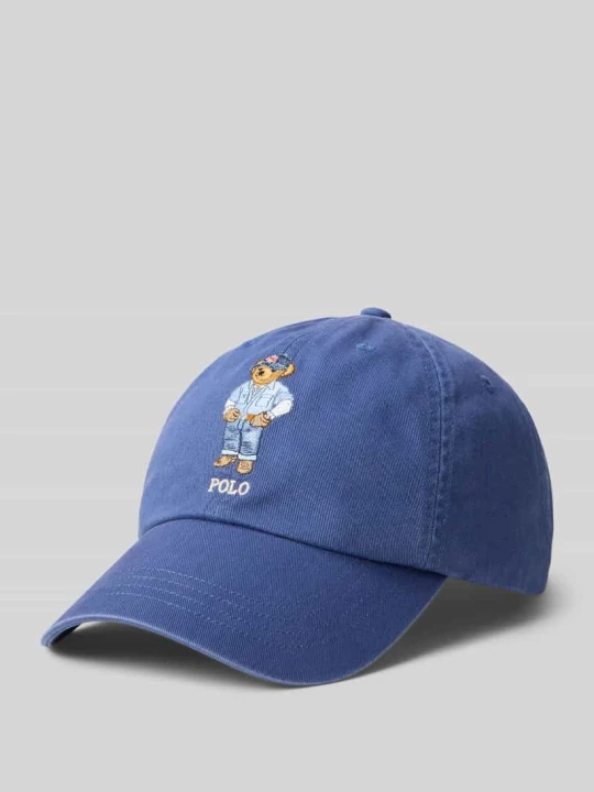 Zdjęcie produktu Czapka z daszkiem z nadruk polo bear detal z logo Polo Ralph Lauren Jeansowy niebieski