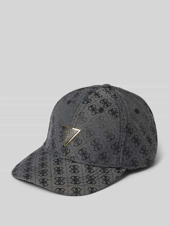 Zdjęcie produktu Czapka z daszkiem z nadrukiem z logo na całej powierzchni model 'Katya' Guess Czarny