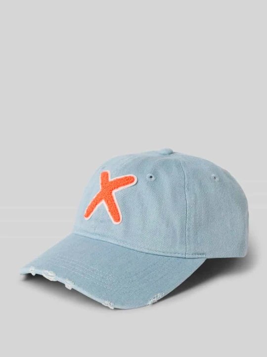 Zdjęcie produktu Czapka z daszkiem z nadrukiem z logo na całej powierzchni model 'Kobe' UNIO HAMBURG Jeansowy niebieski