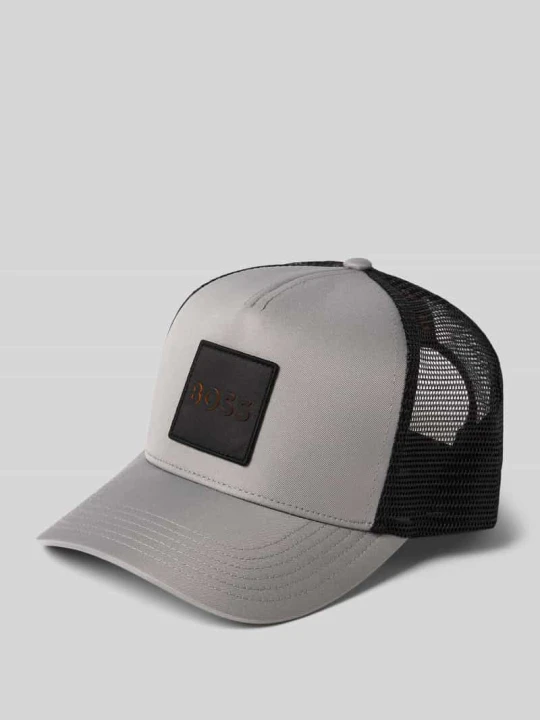 Zdjęcie produktu Czapka z daszkiem z wstawkami z siateczki i detal z logo Boss Jasnoszary