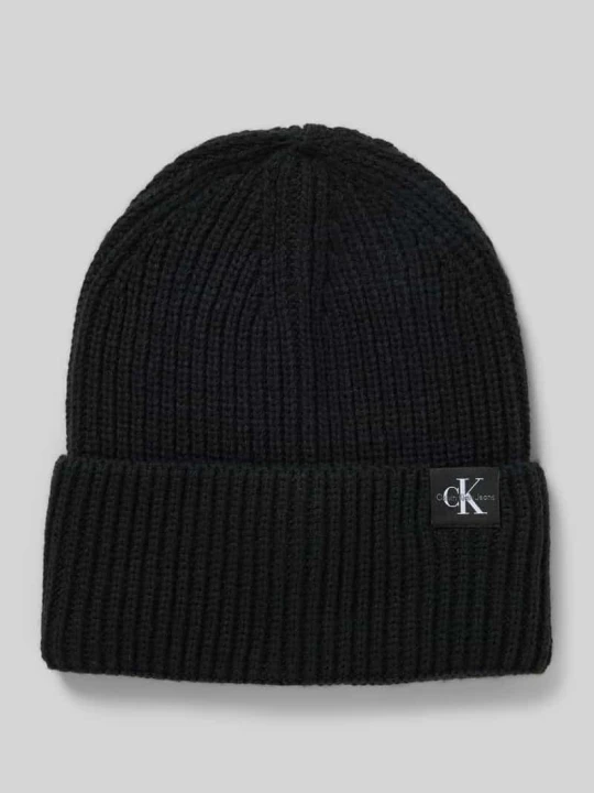 Zdjęcie produktu Czapka z dzianiny z detalem z logo Calvin Klein Jeans Czarny