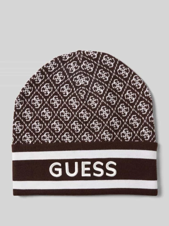 Zdjęcie produktu Czapka z dzianiny z wyhaftowanym logo model ‘SEVYN’ Guess Średniobrązowy