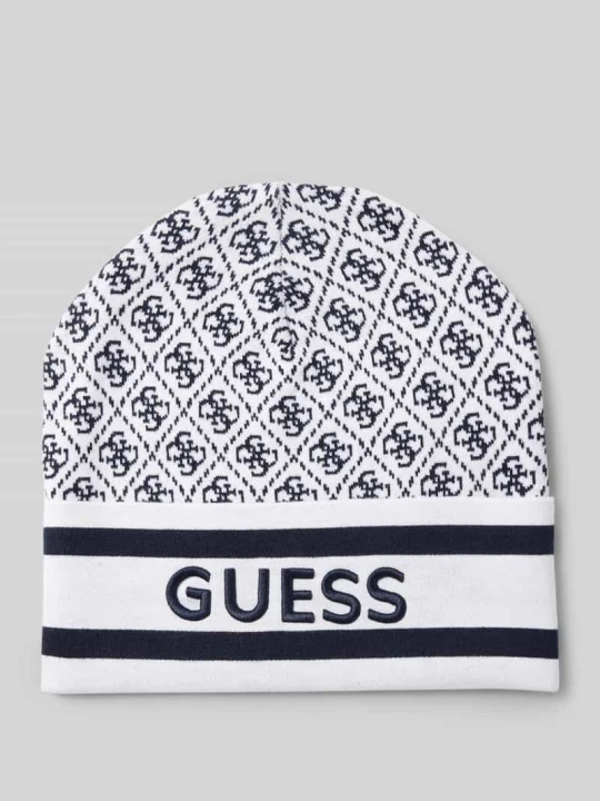 Zdjęcie produktu Czapka z dzianiny z wyhaftowanym logo model ‘SEVYN’ Guess Écru