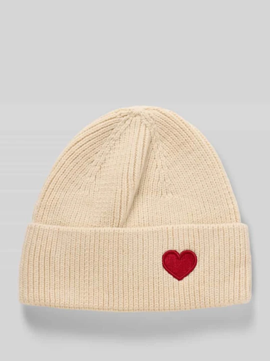 Zdjęcie produktu Czapka z dzianiny z wyhaftowanym motywem model ‘Happy Heart’ Kurt Beines Beżowy