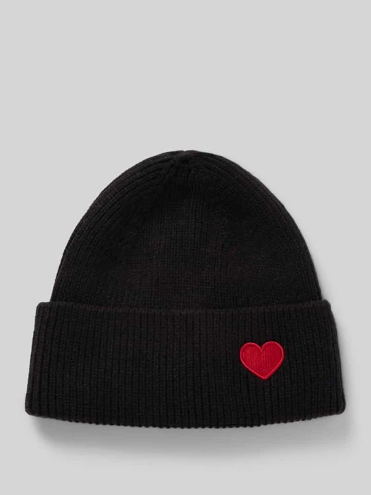 Zdjęcie produktu Czapka z dzianiny z wyhaftowanym motywem model ‘Happy Heart’ Kurt Beines Czarny