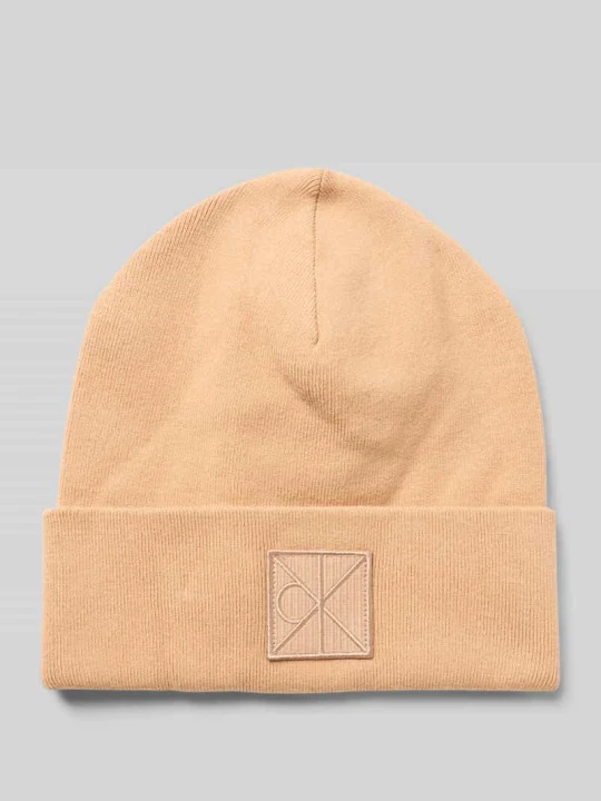 Zdjęcie produktu Czapka z mieszanki wiskozy z naszywką z logo model ‘Bea’ Calvin Klein Koniakowy