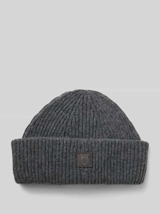 Zdjęcie produktu Czapka z naturalnej wełny jagnięcej model ‘Low’ KnowledgeCotton Apparel Antracytowy melanż