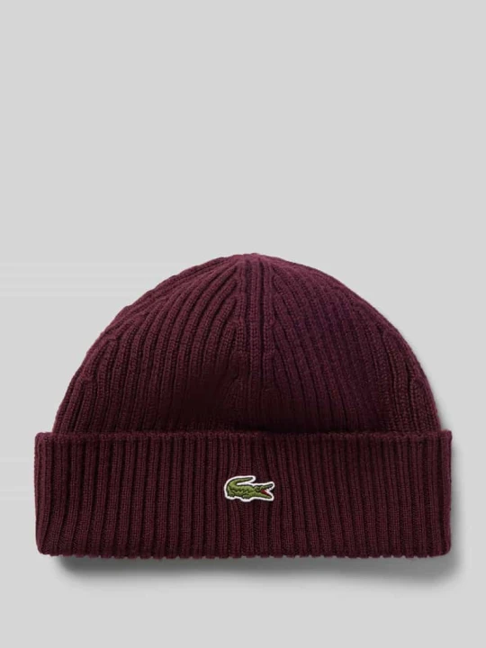 Zdjęcie produktu Czapka z wełny z naszywką z logo Lacoste Bordowy