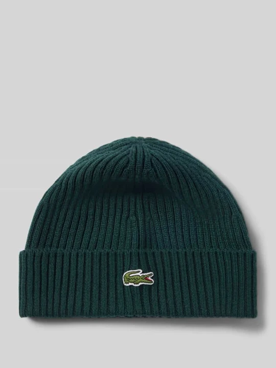 Zdjęcie produktu Czapka z wełny z naszywką z logo Lacoste Ciemnozielony