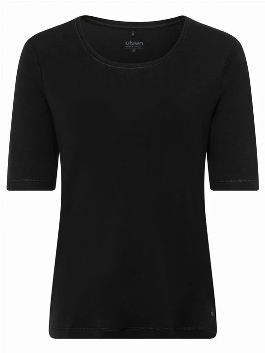 Zdjęcie produktu Czarna bawełniana bluzka damska Edda - Basic Olsen