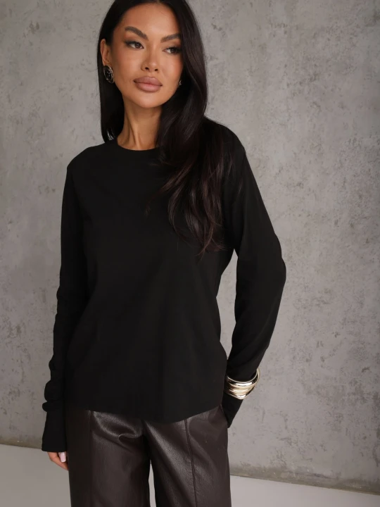 Zdjęcie produktu Czarna Bawełniana Bluzka Longsleeve Basic Alicenoa Jumelle