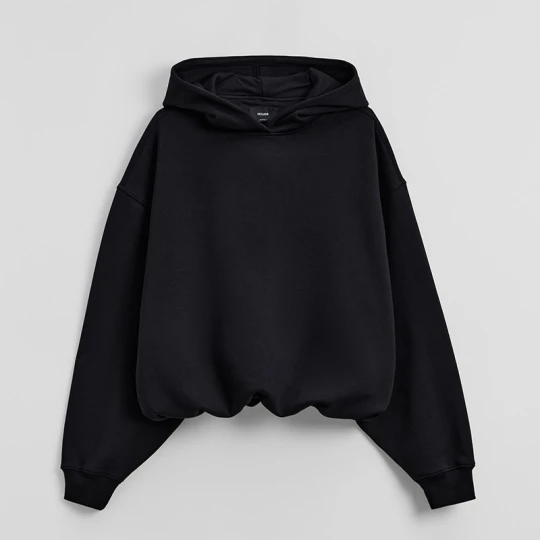 Zdjęcie produktu Czarna bluza basic typu bombka z kapturem House