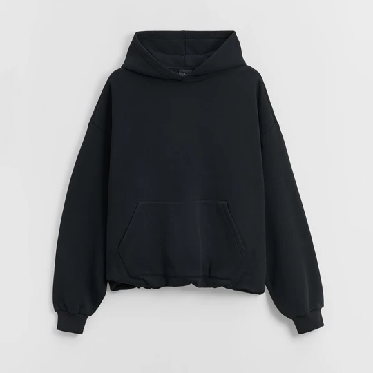 Zdjęcie produktu Czarna bluza bombka z kapturem basic House
